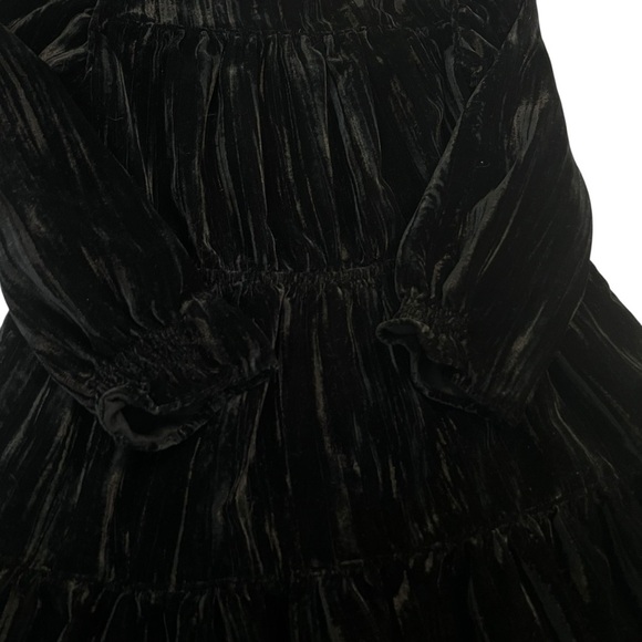 Zara Girl’s Crushed Velvet Black Tiered Dress Size 8 - Picture 4 of 7
